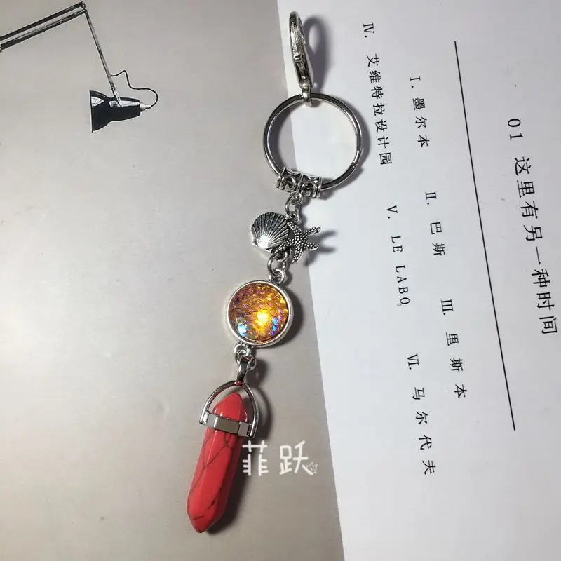 

Stone Fish Scale Student Backpack Key Chains Fashion Couples Mobile Phone Keyring Cute Men's And Women's Gift Pendant Keychain