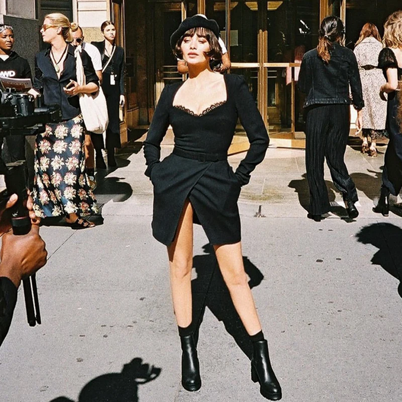 Женское винтажное вечернее платье INDRESSME Элегантное Черное Кружевное Платье До