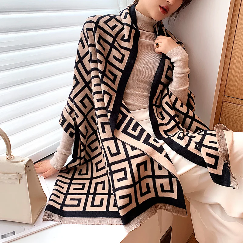 

Fashion Print Ladies Cashmere Shawl Cape Women Thicken Large Warm Blanket Scarves Wraps Pashmina 190*65cm