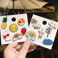 22 colors cartoon rainbow sun animal food gril enamel pins lapel brooches cute unisex clothes backpack bags badge birthday gifts