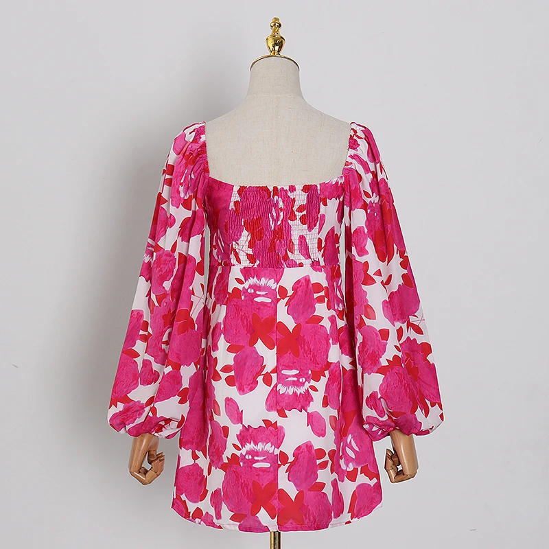 TWOTWINSTYLE винтажное женское платье с принтом квадратный воротник фонарь длинный