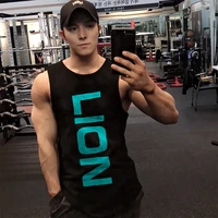 2021 men fitness singlet sleeveless shirt cotton muscle guys brand lion printed undershirt boy vest gym bodybuilding tank tops