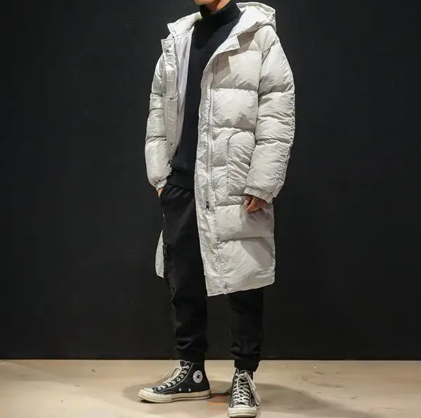 PViviYong Winter jacket men fashion male hooded coat jackets men high quality cotton Long coat men clothes bread parka 999 - Цвет: Серый