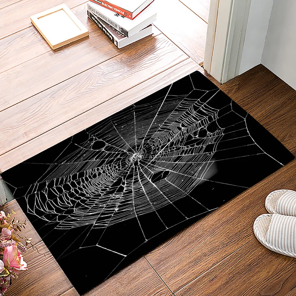 Белый черный Шелковый коврик с паутинами для дверей гостиной экологически