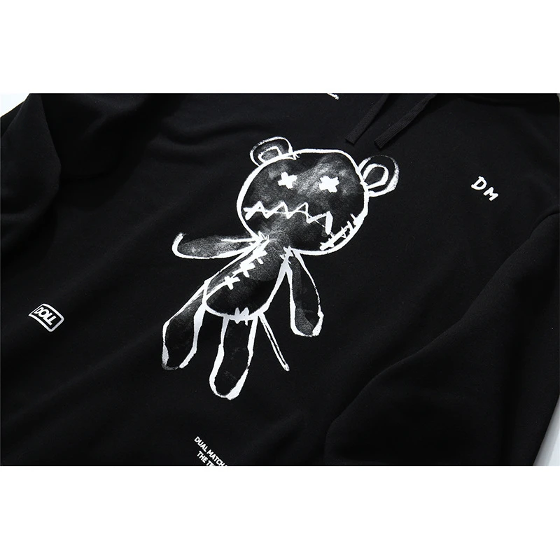 

Hip Hop Streetwear Pullover Hoodies Mens Diablo Cartoon Harajuku Toy Bear Print Hooded Sweatshirts Man Casual Fashion Outwear