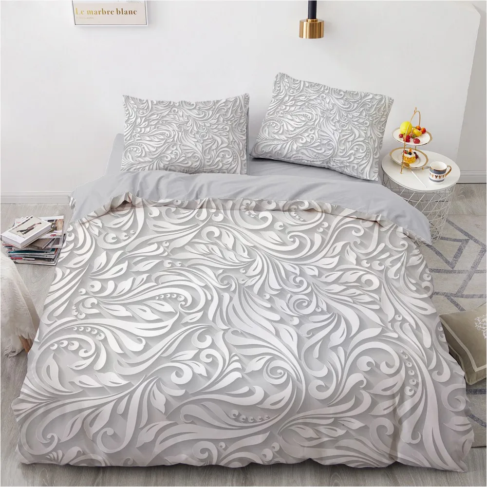 

3D Fresh Beddings Custom Design White Duvet Cover Sets Modern Bed Pillow Covers 200*230cm Full Queen King Twin Double Size