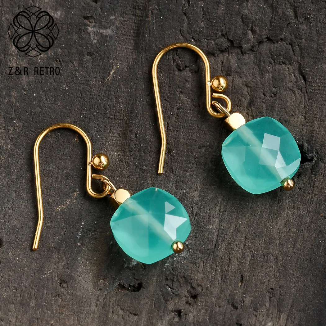 Женские винтажные серьги-подвески разноцветные висячие серьги с камнями