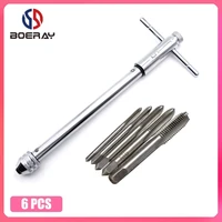 adjustable ratchet wheel hand tap wrench holder reversible bothway and 5pcs m3 m8 metric tread tap manual tapping accessories