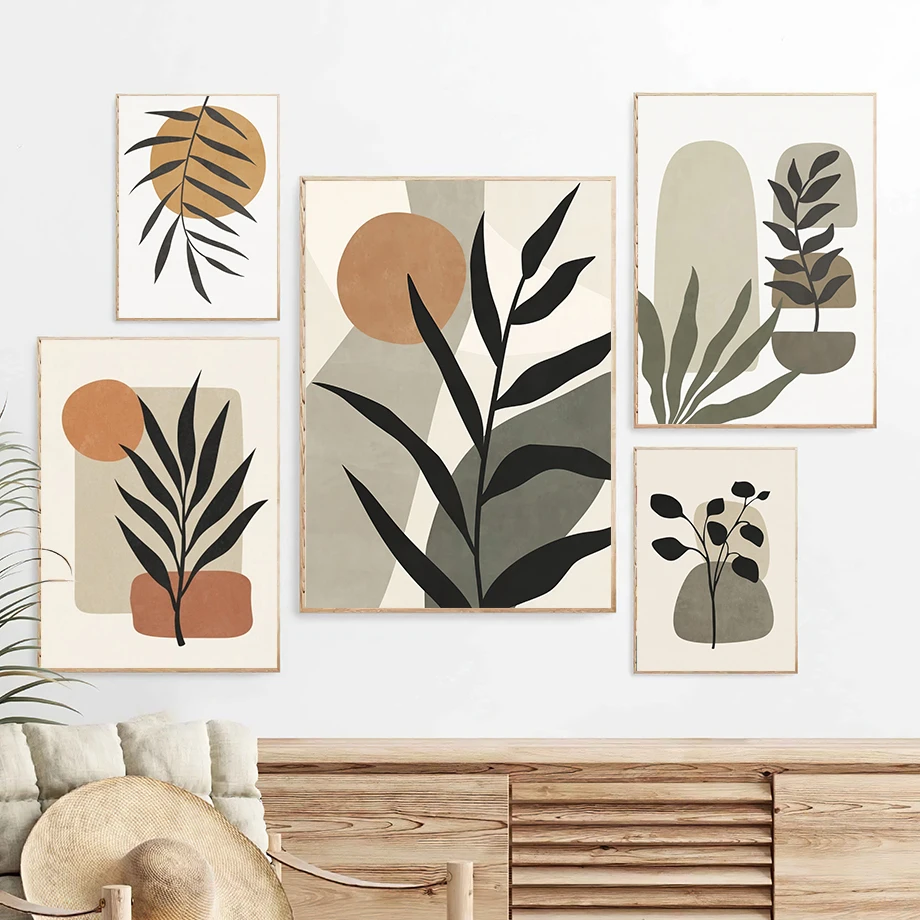 

Настенная картина в стиле бохо с изображением бамбуковых листьев, абстрактный интерьер, скандинавские постеры и принты для украшения гостиной