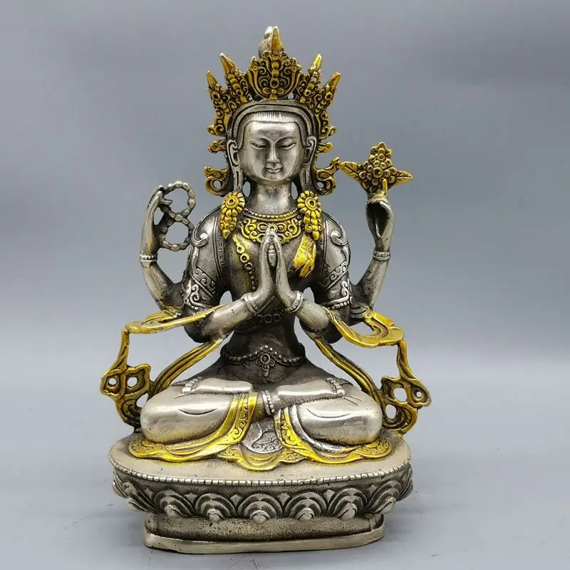 Коллекционная непальская тибетская буддистская медная богиня Лакшми статуя