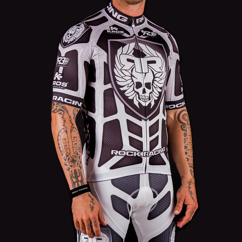 2021 Черный/Белый Рок Гонки Спортивные Трикотажные наборы Pro короткий рукав Bicicleta