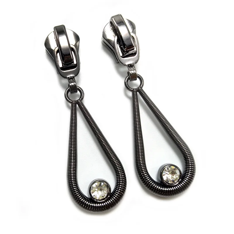 

20pcs/lot, Stylish Drop-shaped Zipper Slider, Black Color 5# Metal Zipper Pull