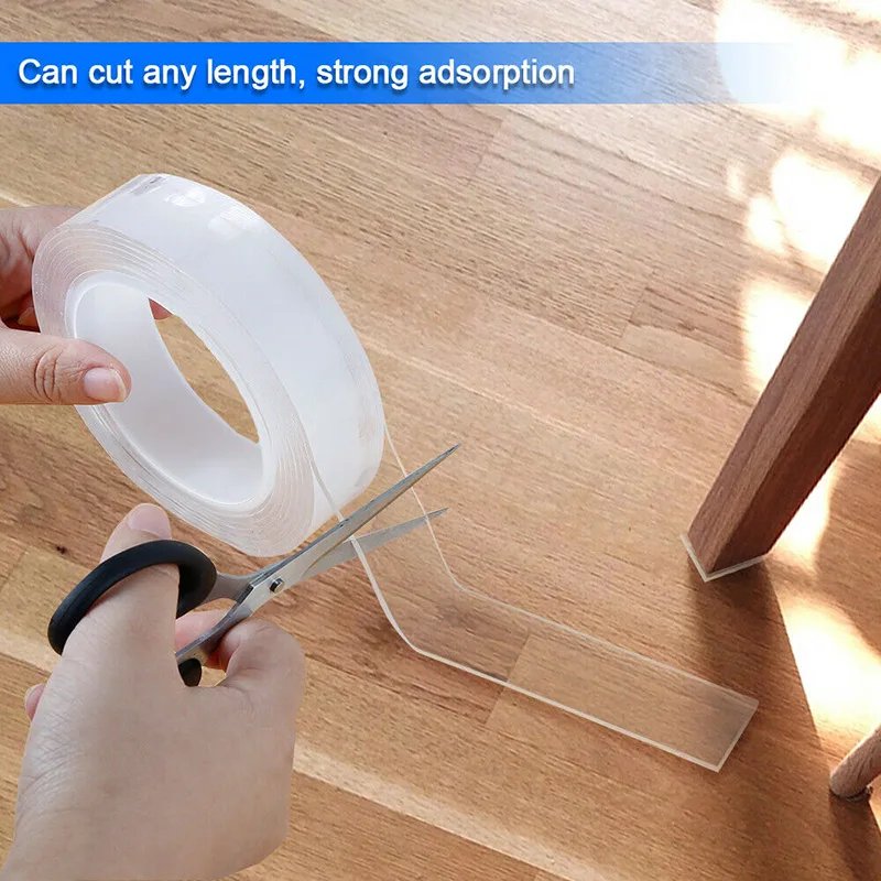 

Reusable Double-Sided Adhesive Nano Luminous Transparent Tape Removable Sticker Washable Adhesive Loop Disks 3/5m