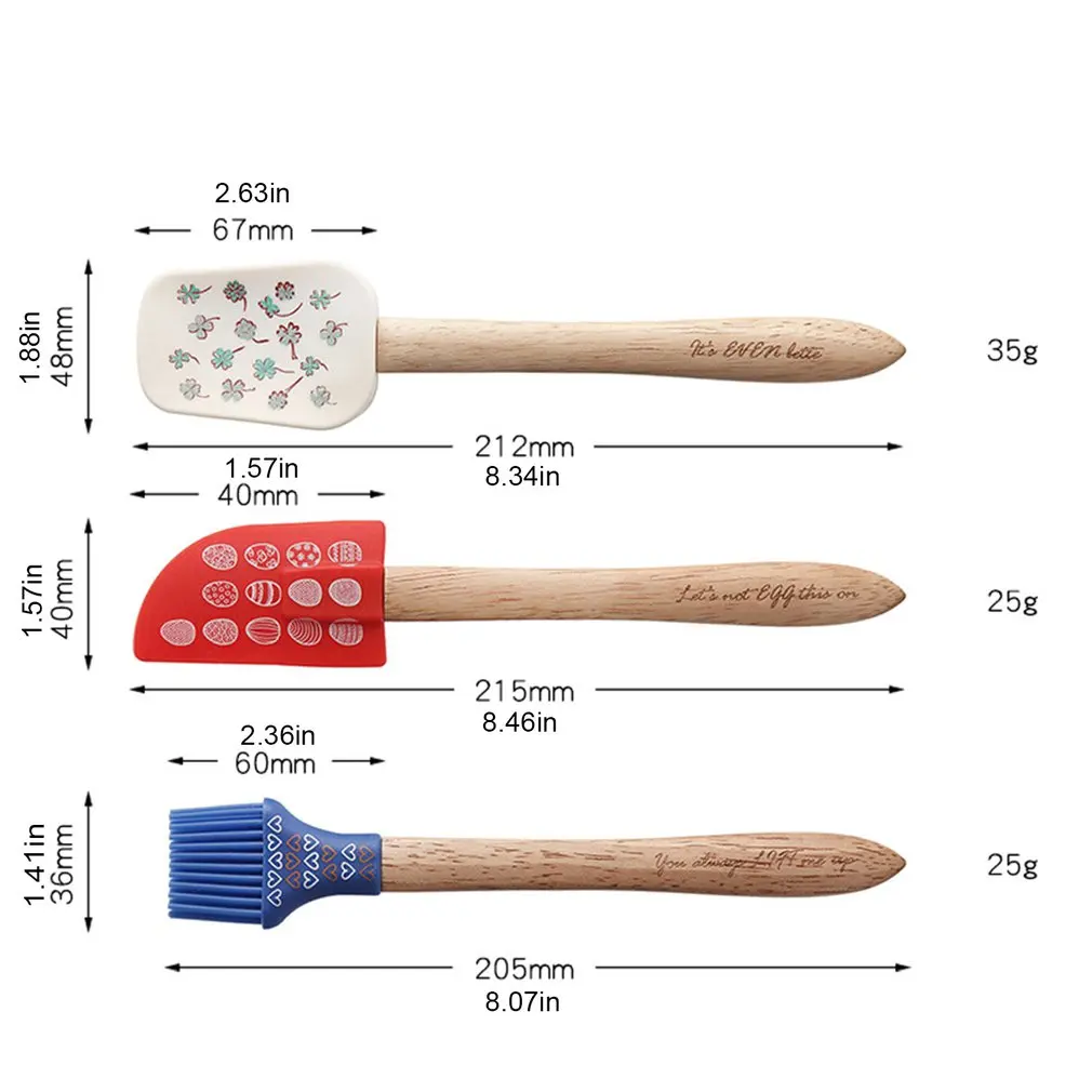 

3 Pcs Silicone Spatula Set Baking Cream Spatula Sweeping Aberdeen Butter Scratching In All Directions
