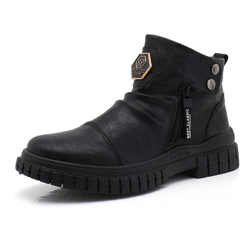 

2021 New Fashion Winter Leather Casual Ankle Snow Soft Men Boots