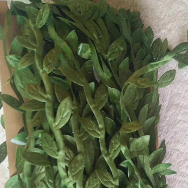 40 м искусственных листьев лозы имитации листва Зеленые листья из ротанга