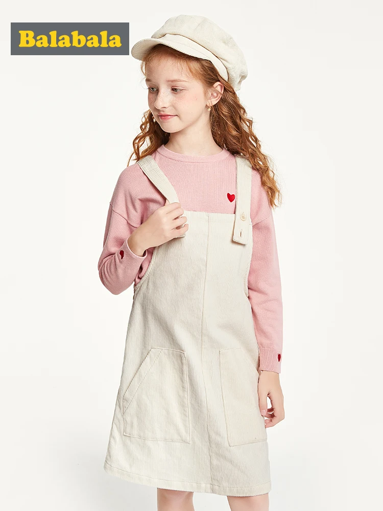 Balabala детская одежда платье для девочек хлопковое новинка 2019 осеннее вельветовое