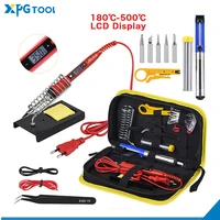 gold porcelain electric soldering iron set soldering assistance soldering iron kit 908s80w lcd thermostat cloth bag set