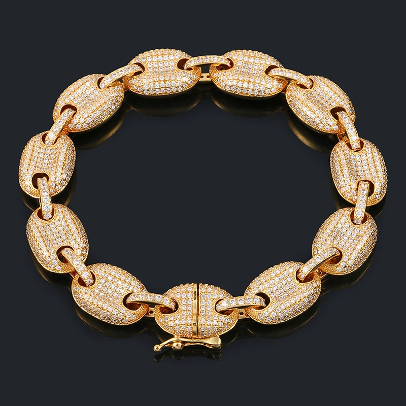 Bling льдом мужчин в стиле хип хоп браслет полный стразы проложить золото Майами