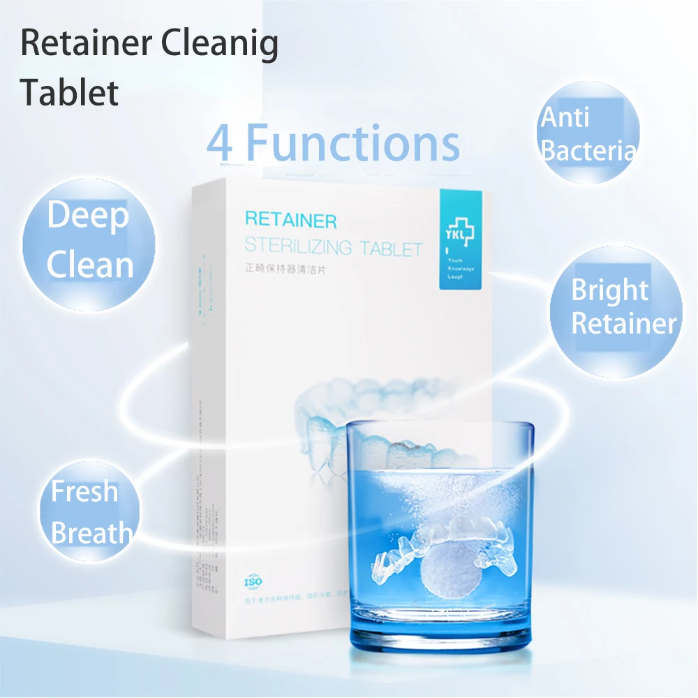 

Retainer Cleansing Tablets Bright Orthodontic Braces Whitening Anti-bacteria Sterilizing Effervescent Tab Retainer Cleaner