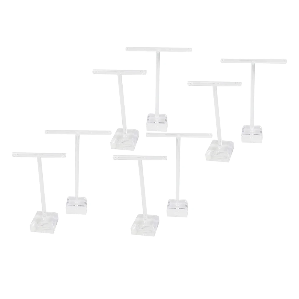 

8Pcs Earrings Display Rack Acrylic Showcase Jewelry Stand Holder T Shape Tree