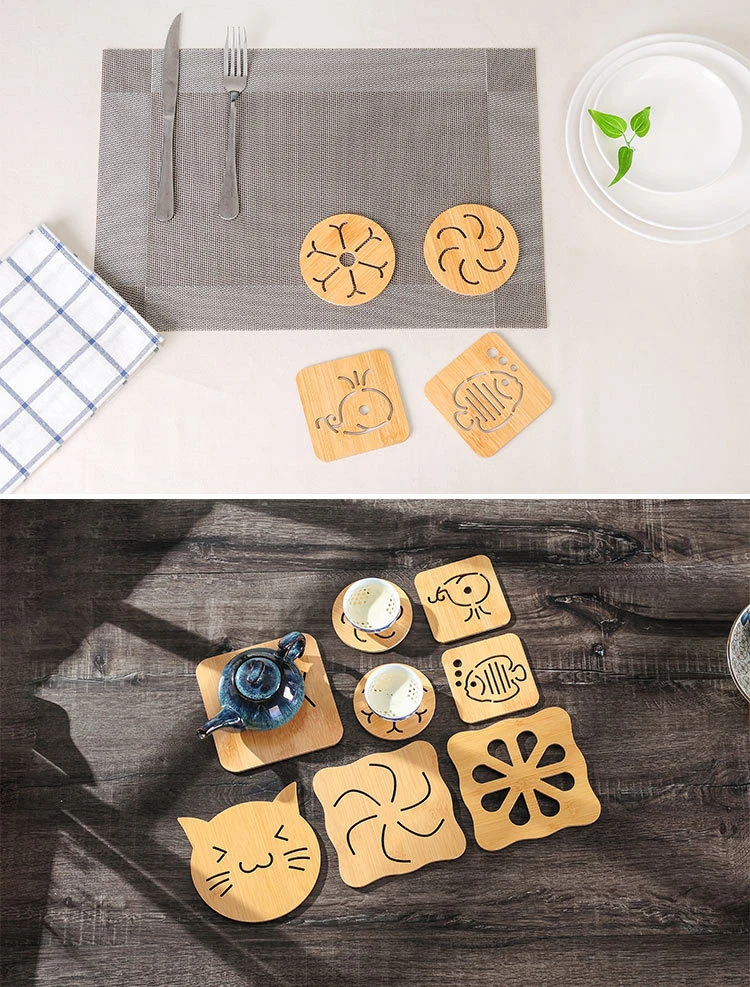 Деревянный креативный мультяшный изоляционный коврик чайная кофейная кружка