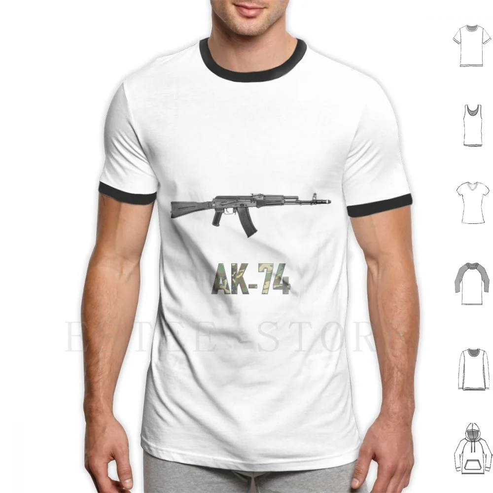 Самая знаменитая винтовка реальная футболка из хлопка с принтом Ak47 Ak74 оружие |