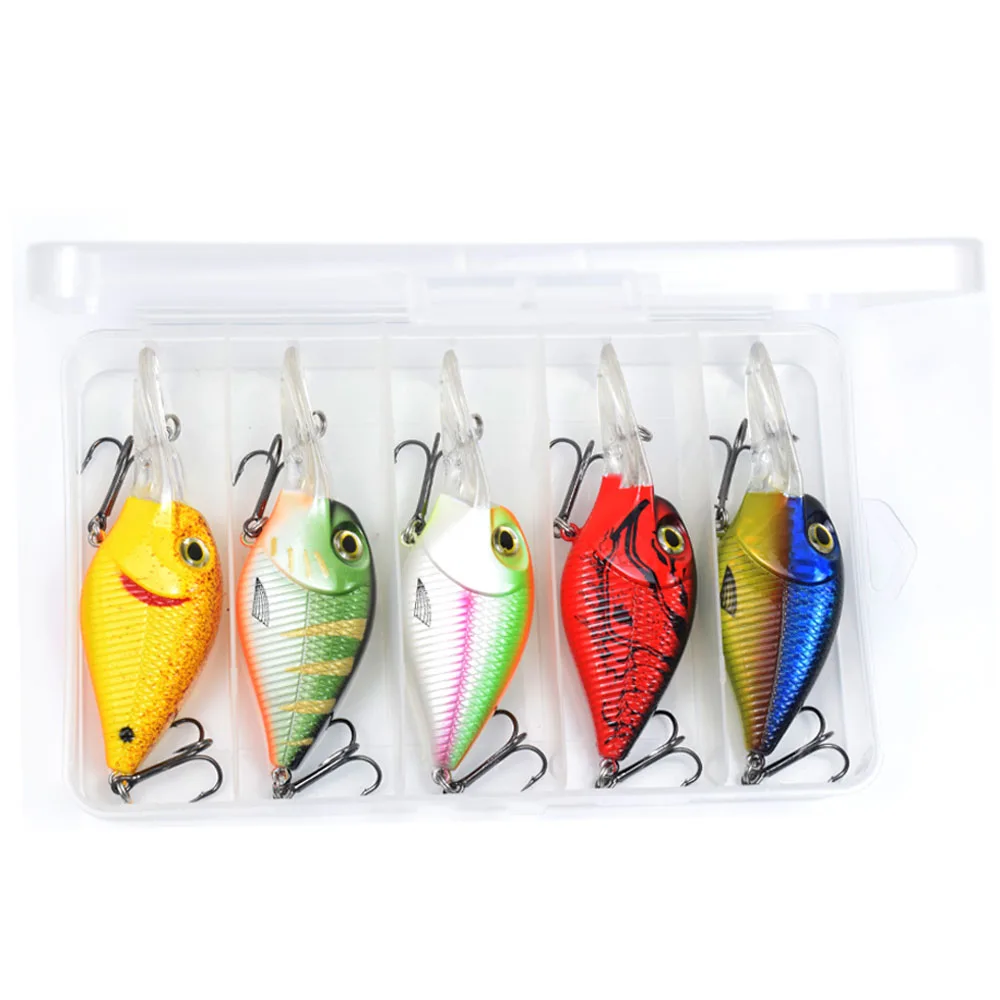 

5PCS 95MM 18G Hard Crankbait Floating Wobblers NO.6 Treble Hooks 3D Bionic Eyes For Catfish Pike Bass In River Sea Fishing Lures