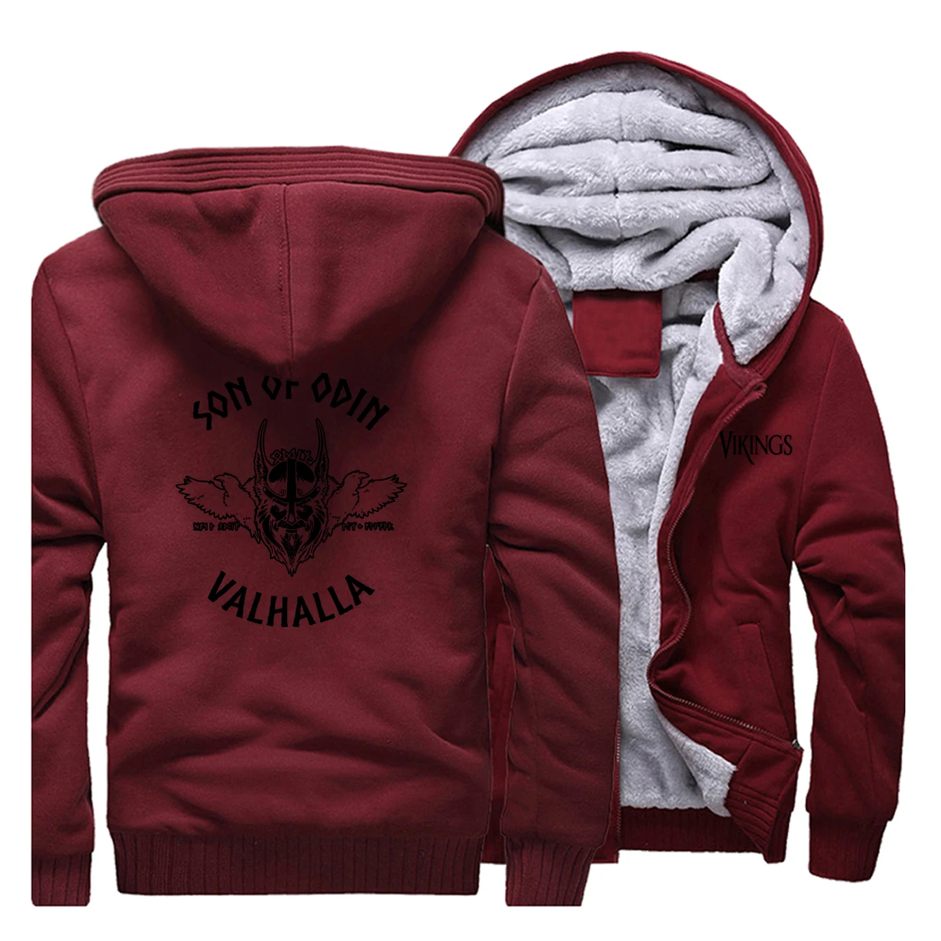 

Son of Odin Valhalla Mens Hoodie 2019 Autumn Winter Thick Streetwear Clothing Newest Brand Fashion Male Outwear Zipper Warm Coat
