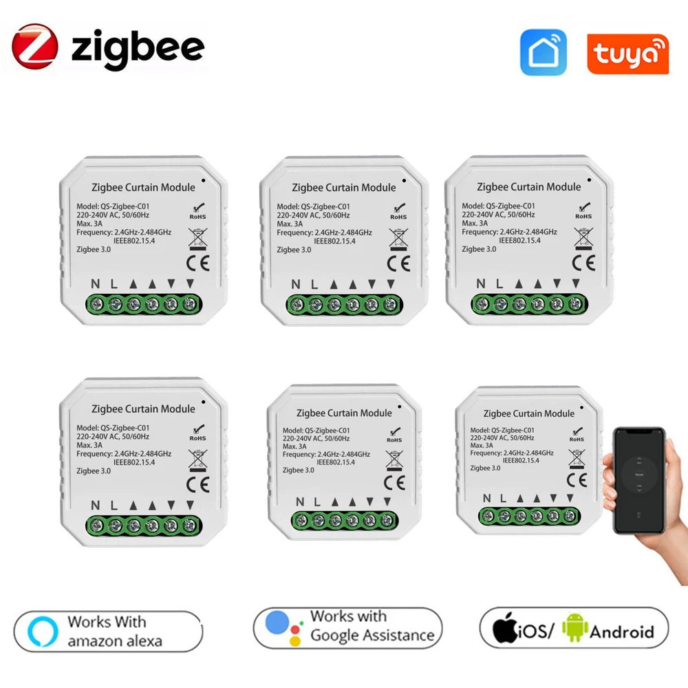 Tuya ZigBee 3.0 Smart Life Curtain Switch Module for Roller Shutter Blind Motor with Alexa Google Home App Control | Обустройство
