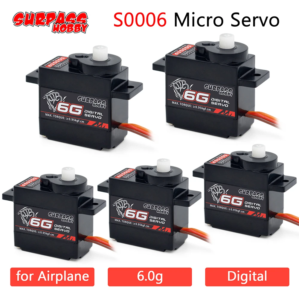 Hot Sale 5pcs/lot Surpass Hobby Airplane Digital Servo 6g Micro Plastic Gear Mini Servo for RC Aircraft Fixed-wing Helicopter