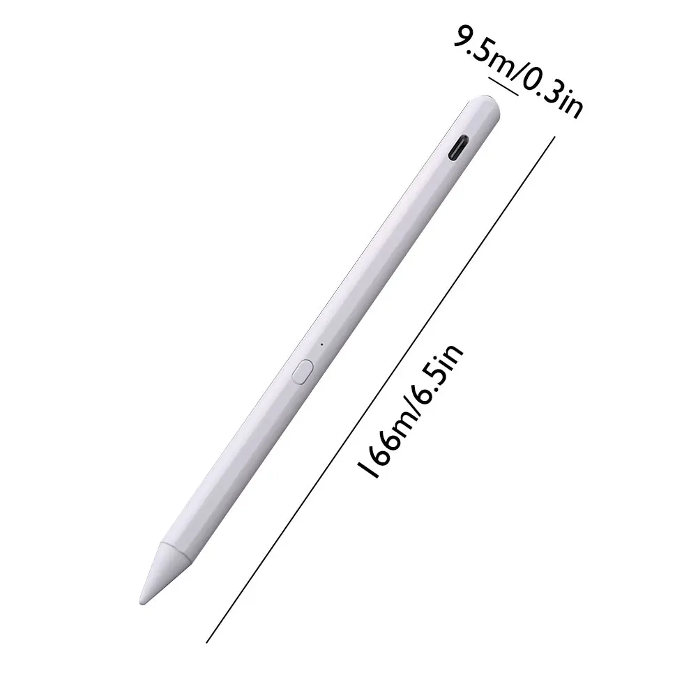 

Tablet PC Active Stylus Touch Screen Pencil Pen Rechargeable with 2 Replacement Nibs for Apple iPad TYPE-C Charging 166 X 9.5mm