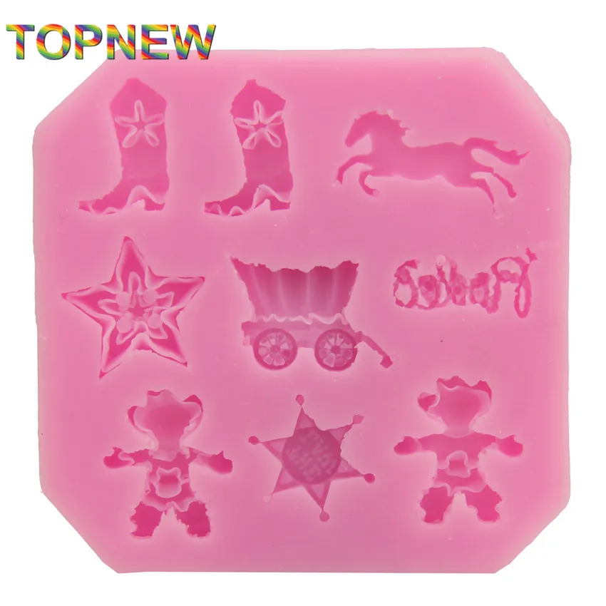 Пищевой силикон западный ковбой форма помадка торт украшения выпечки