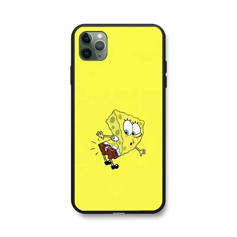 

Carton Funny Yellow Sponge Phone Case For IPhone 6 6s 7 8 11 12 X XS PRO PLUS MINI MAX FUNDAS COVER PB