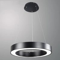 40 60 80cm simple modern led pendant lights round circle suspension hanging lamp office home decoration lamp black white
