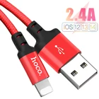 Кабель HoCo USB для iPhone 11 pro max, Xr, X, Xs, 8, 7, 6 plus, 6s, 5 plus, iPad, 2A, кабель для быстрой зарядки мобильный телефон, 1 м, 2 м