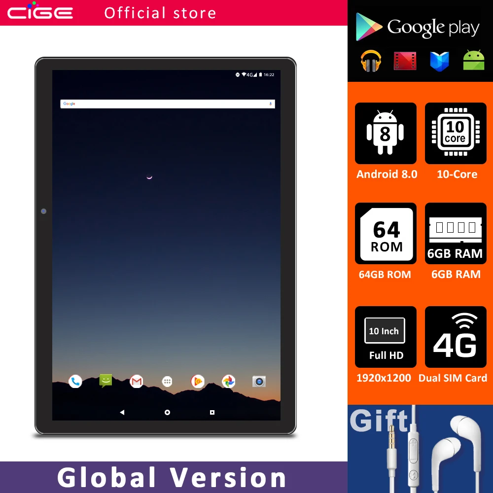 

Планшет, экран 10 дюймов, 6 ГБ + 64 ГБ, Android 2021, 3G 4G LTE