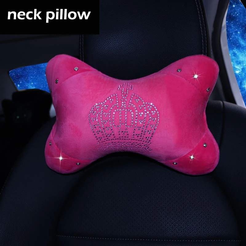Подушка под шею в виде хрустальной короны для автомобиля розовая подушка