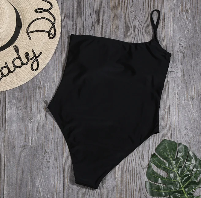 

One Shoulder Swimwear Women 2021 Sexy Black One Piece Swimsuit Female Backless Bathing Suit High Waist Monokini Swim