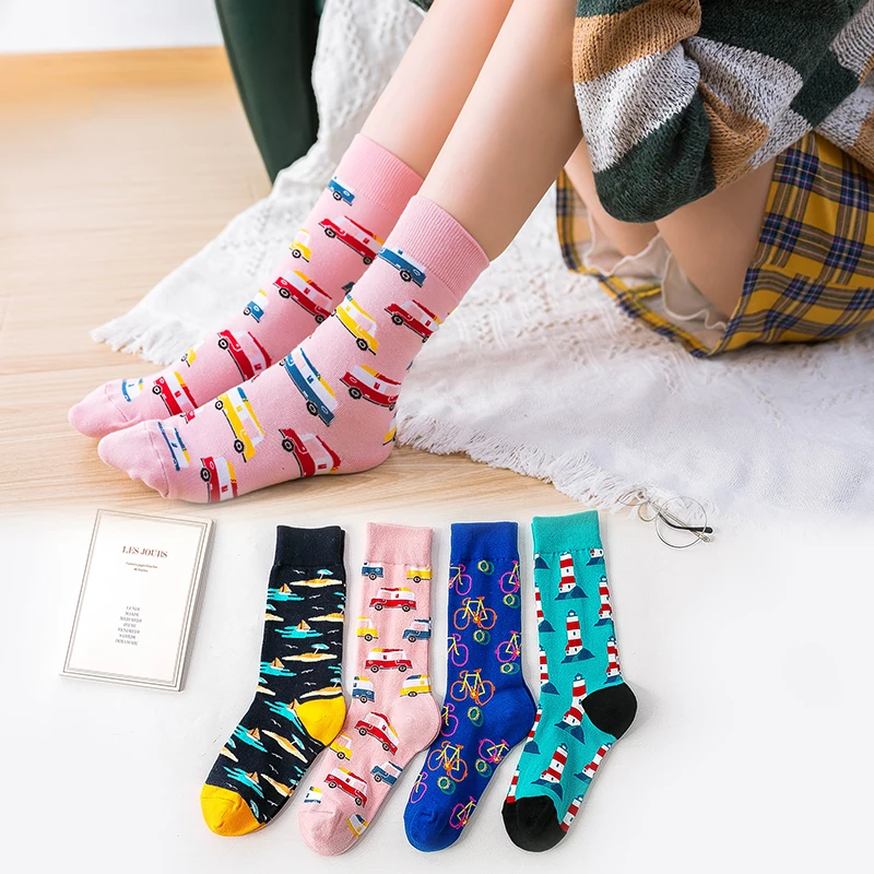 Наши майки забавные красочные новые милые Мультяшные розовые носки унисекс из