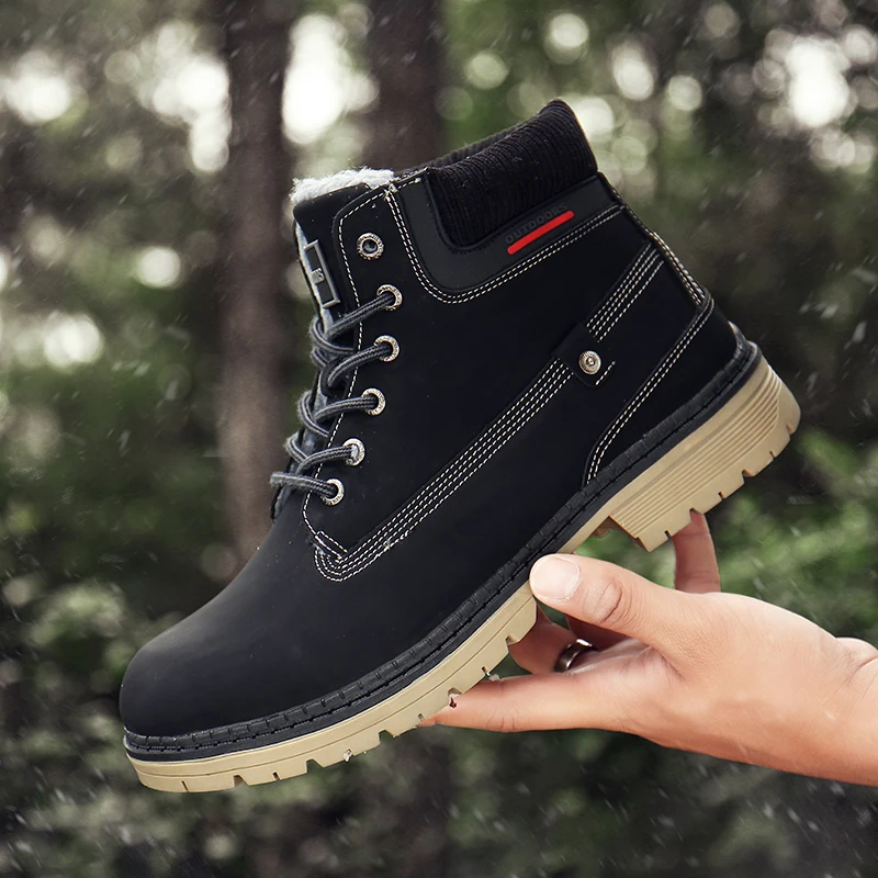Men Snow Boots With Fur Winter Warm Outdoor Shoes Mens Sneakers Non-slip Rubber Ankle Boots Waterproof Botas De Hombre Warm Shoe