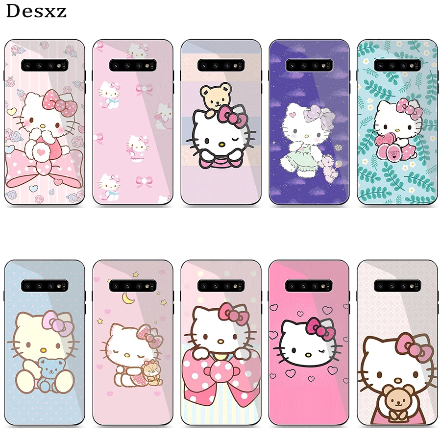 Стеклянный чехол для телефона Samsung A10 A20 A30 A40 A50 A60 A70 S7 Edge S8 S9 S10 Plus Hello Kitty Cool |