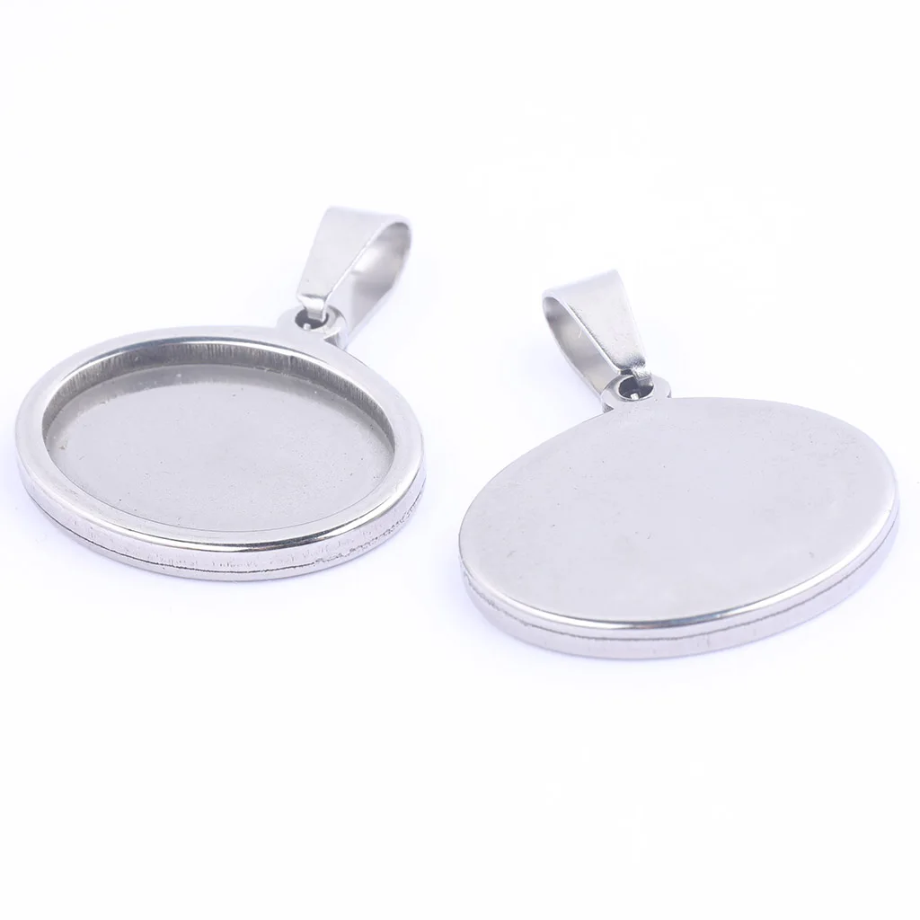 

5pcs/Lot Stainless Steel Oval Cabochon Base Settings Blank Pendant Trays 13x18mm 18x25mm 20x30mm Diy Jewelry Making Bezels