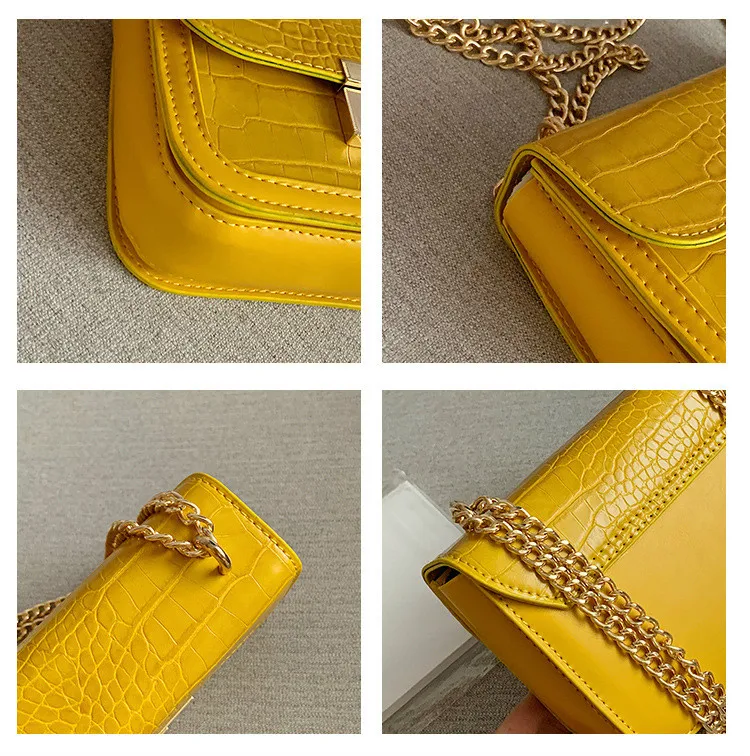 Маленькая сумка через плечо в стиле ретро с крокодиловым узором для женщин 2020
