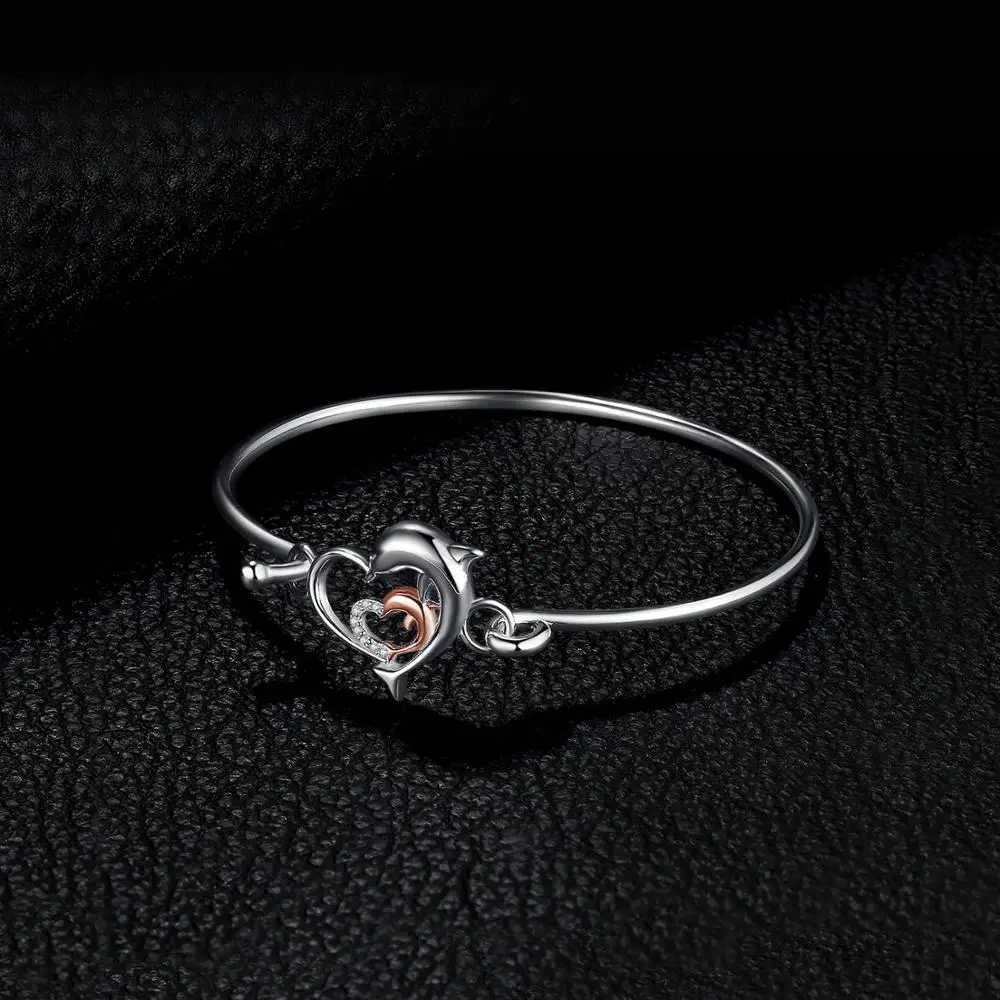 JewelryPalace Дельфин Любовь Сердце Открытый браслет 925 пробы Серебряный подарок