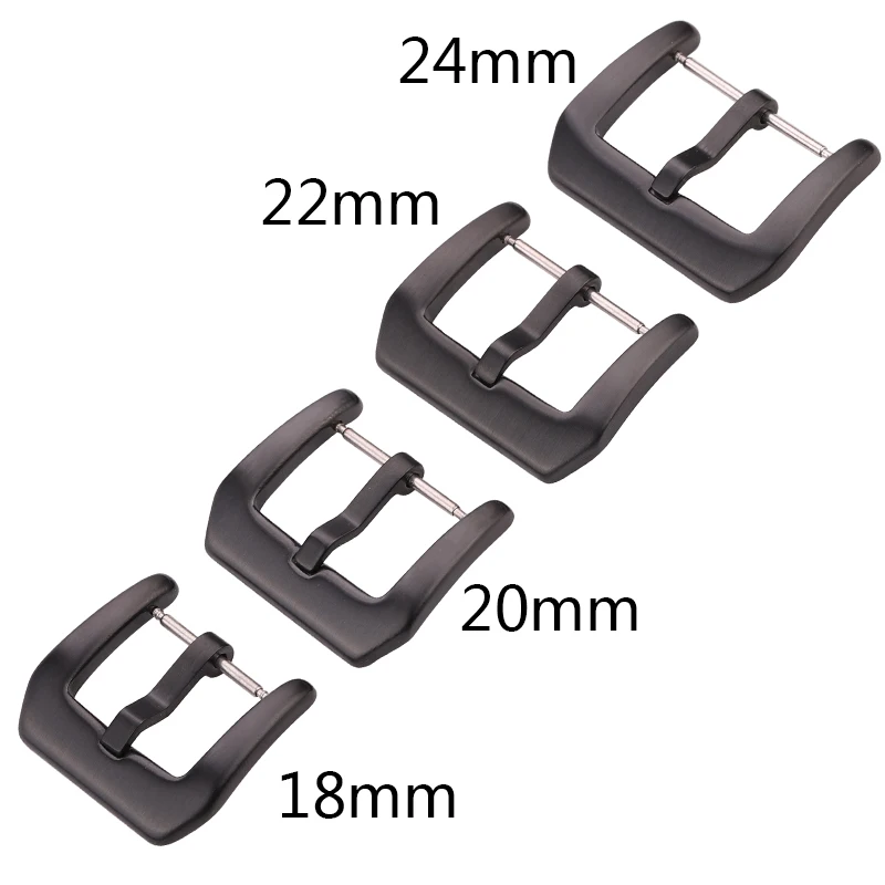 Metal Watch Buckle 18mm 20mm 22mm 24mm Men Watchband Strap Silver Black Brushed 316L Stainless Steel Clasp Accessories