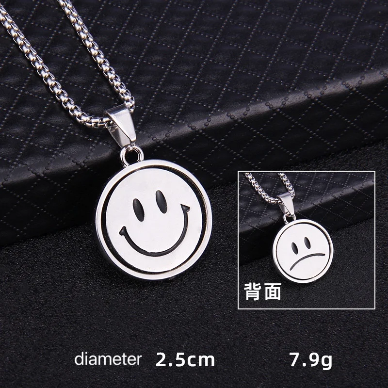 2021 красное ожерелье с вращающимся улыбающимся лицом женское в стиле хип-хоп