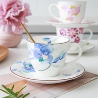 bone china cup plate creative flower afternoon tea coffee black tea with plate european girl gift items ceramic office