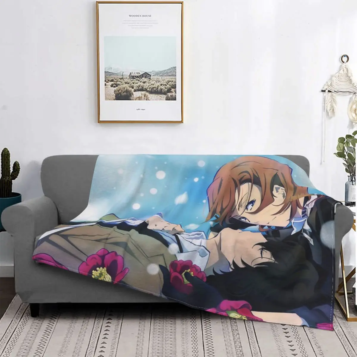 

Soukoku-Manta a cuadros para cama, colcha de lino para sofha, manta de lana para cama