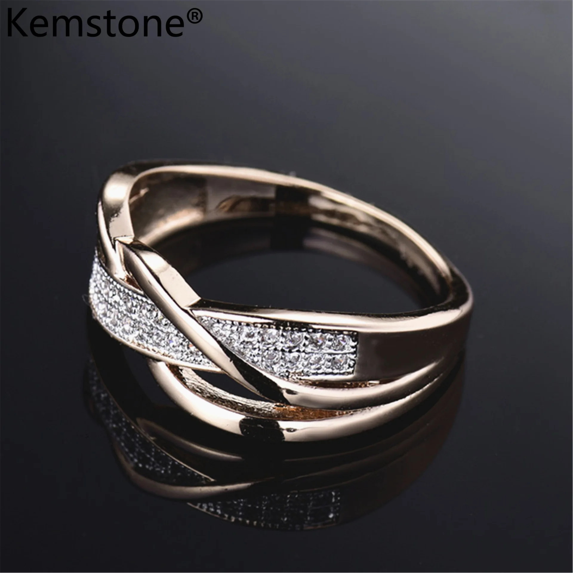 Kemstone Creatived Engagemnet кольцо медь золото посеребренное кольцо для женщин ювелирные изделия подарок